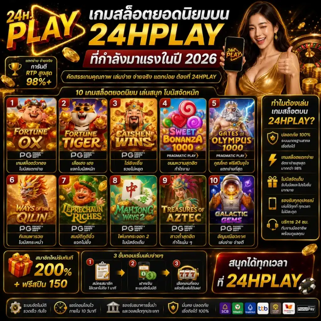 เกมสล็อตยอดนิยมบน 24HPLAY ที่กำลังมาแรงในปี 2026